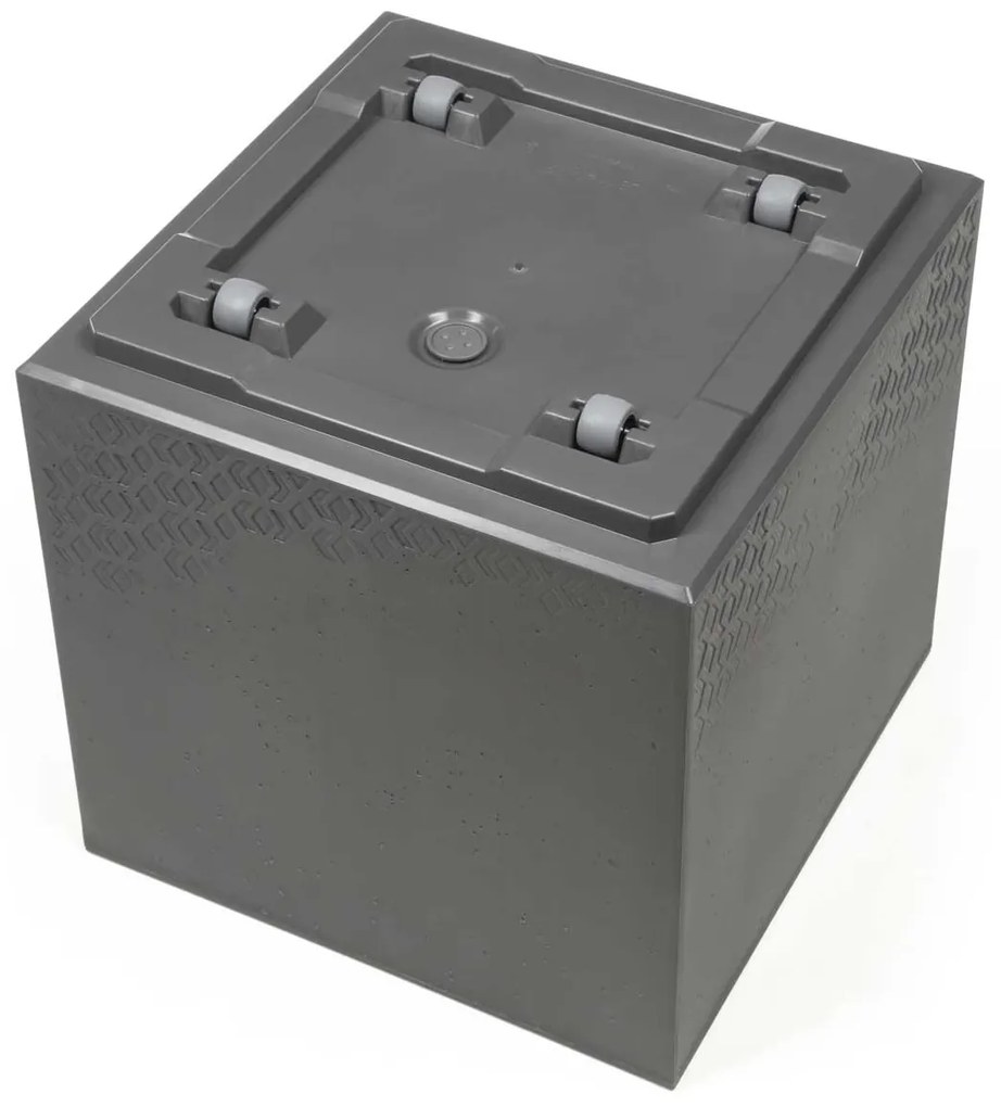 PLASTOVÝ KVETINÁČ NA KOLIESKACH BETONIQUE 40X40 CM IMITÁCIA BETÓNU ČIERNA