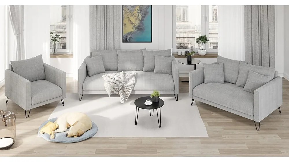 Svetlosivé ženilkové kreslo Freya – Ropez