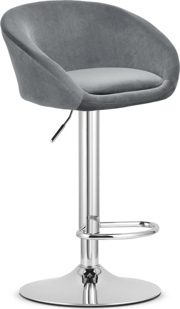 Barová stolička EAST sivý zamat / čierna podnož