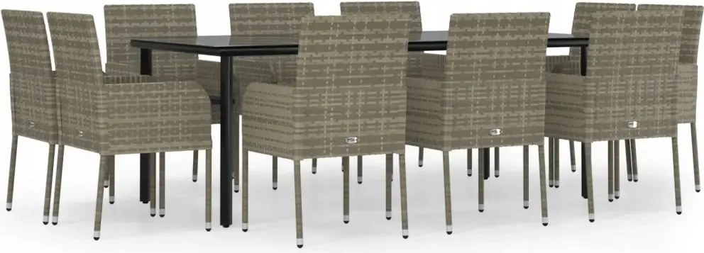 vidaXL 11-dielna sada nábytku do záhrady, vankúše, čierna/sivý Pe ratan