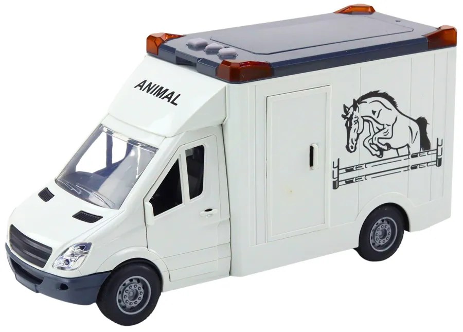 LEAN TOYS Prepravné auto na kone, svetlá, zvuk - biela