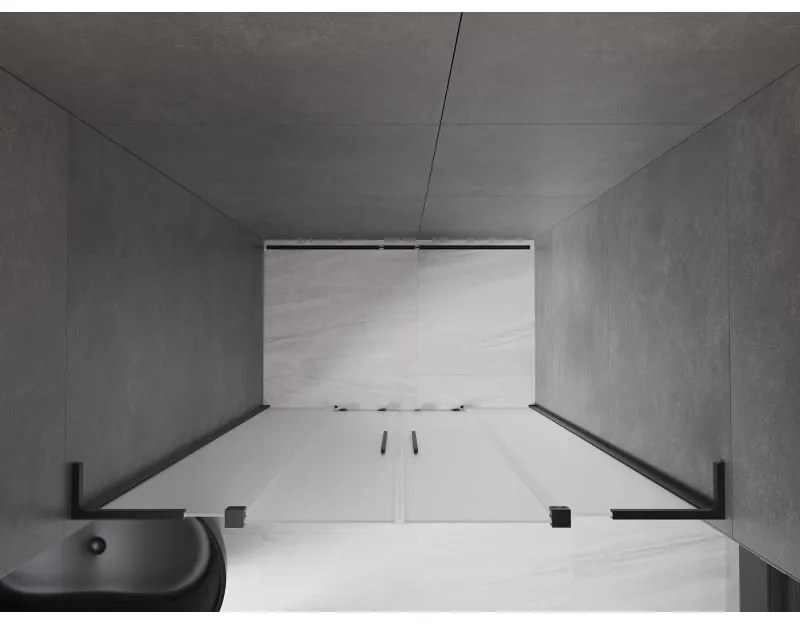 Mexen Velar L Duo, posuvné sprchové dvere do otvoru 160 cm, 8mm sklo námraza, čierna matná, 871-160-003-32-70