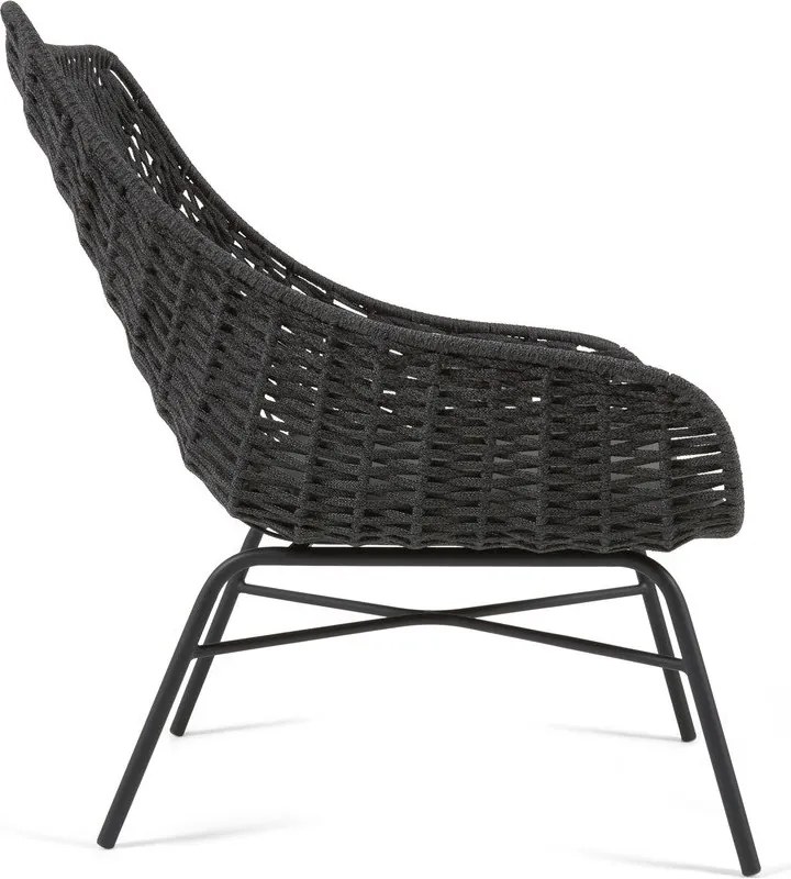 Čierne ručne pletené vonkajšie kreslo Kave Home Abeli