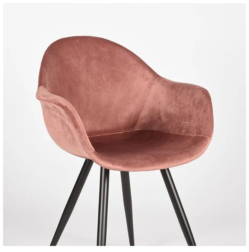 Svetloružové zamatové jedálenské stoličky v súprave 2 ks Forli – LABEL51