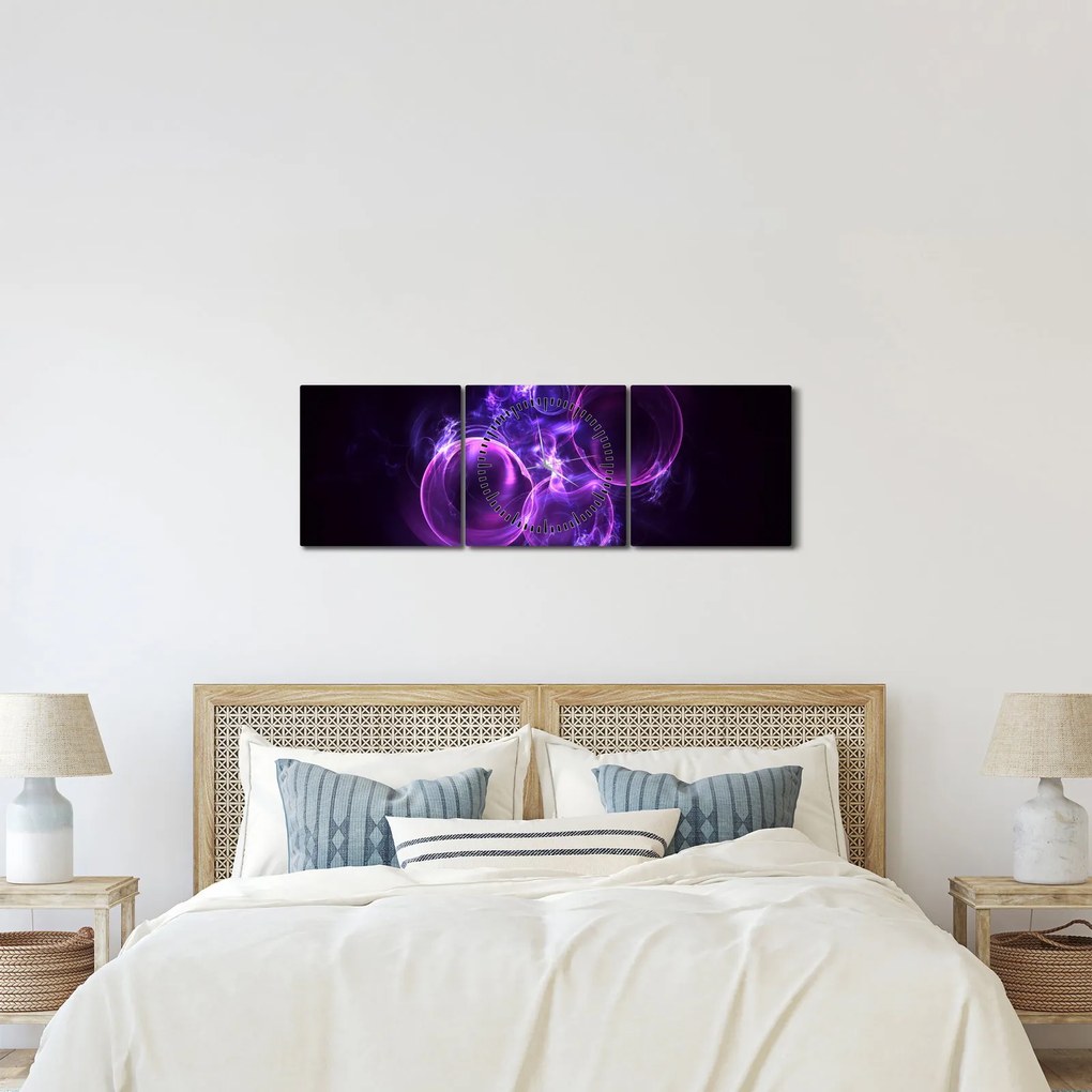 Abstraktný obraz bublín (s hodinami) (90x30 cm)