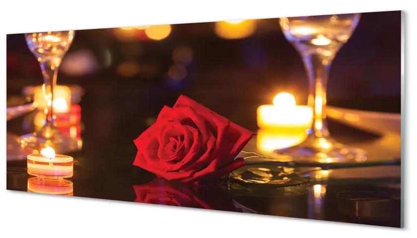 Obraz plexi Rose sviečka okuliare 120x60 cm