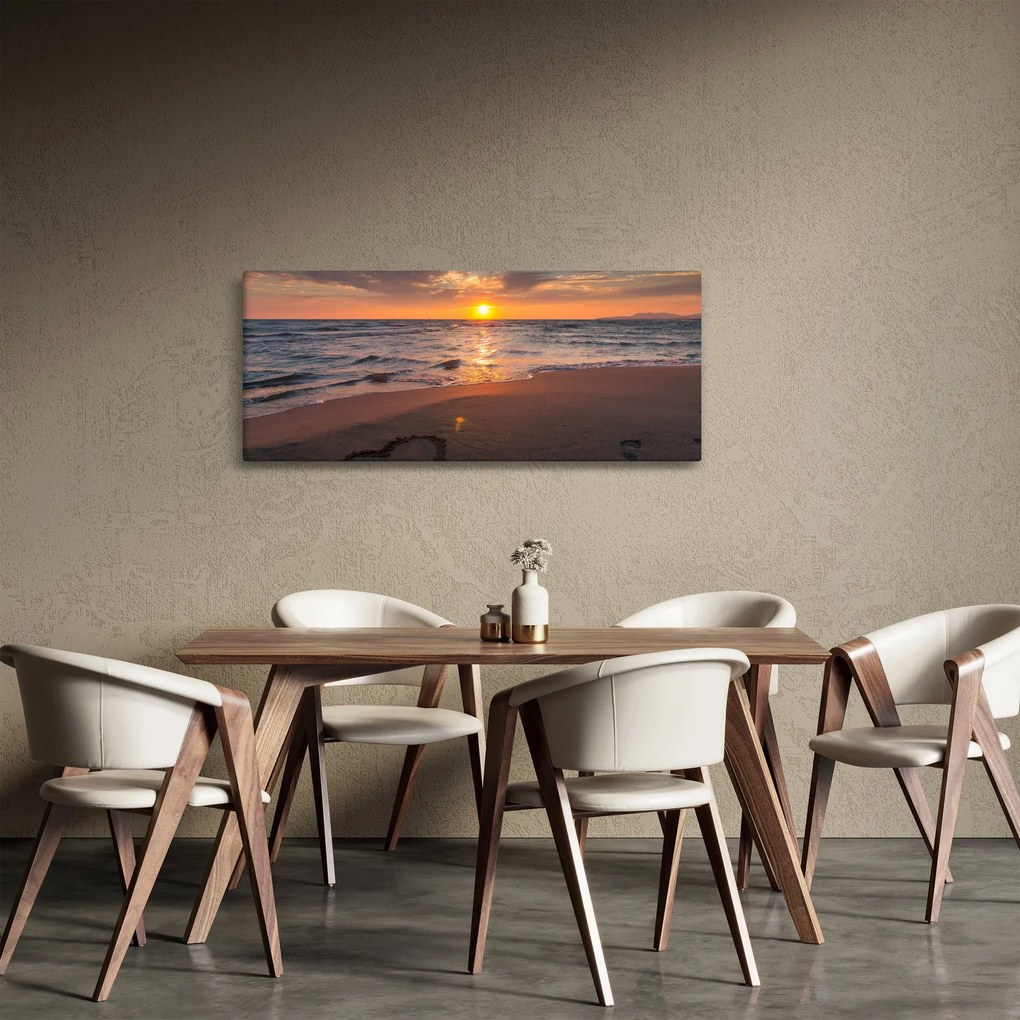 Obraz srdca v piesku (120x50 cm)