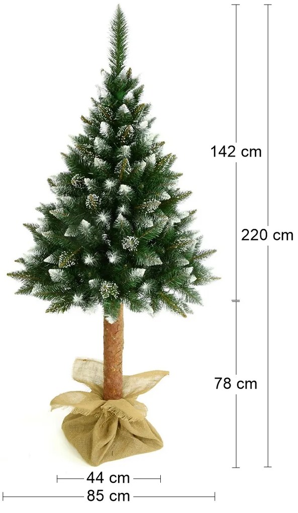 Vianočný stromček na pni Christee 7 220 cm - zelená / biela