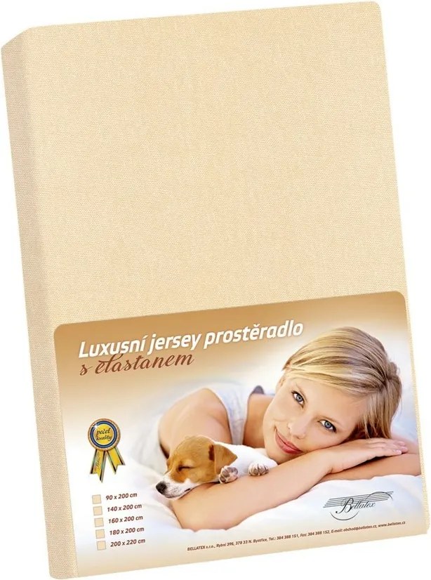 Bellatex Jersey prestieradlo s elastanom béžová, 200 x 220 cm
