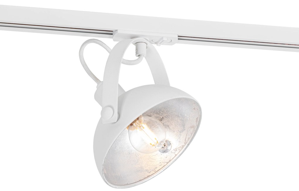 Priemyselný koľajnicový reflektor biely so strieborným interiérom - Magnax