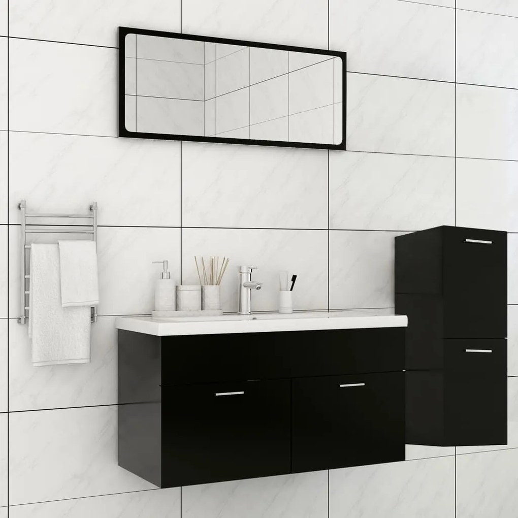 Súprava kúpeľňového nábytku čierna drevotrieska 3071199
