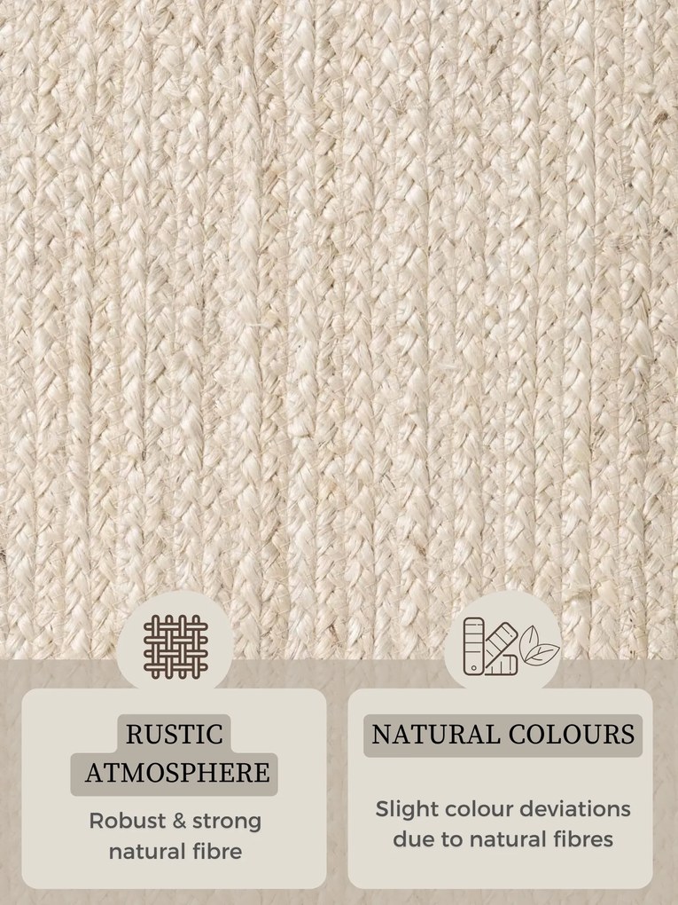 Hanse Home, Kusový koberec Jute Braided 106007 Ivory ovál, 160x230 ovál, béžová, chodba / predsieň