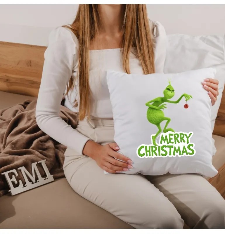 Vianočný vankúš Grinch a Vianoce 40x40 cm EMI