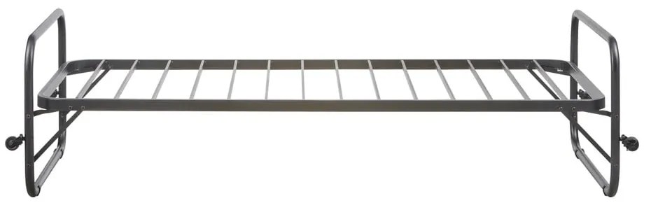 Čierna kovová jednolôžková posteľ skladacia s roštom 90x200 cm Lucy – WOOOD