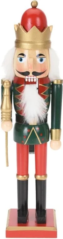 Luskáčik v červeno-zelenom oblečení so žezlom 38 cm