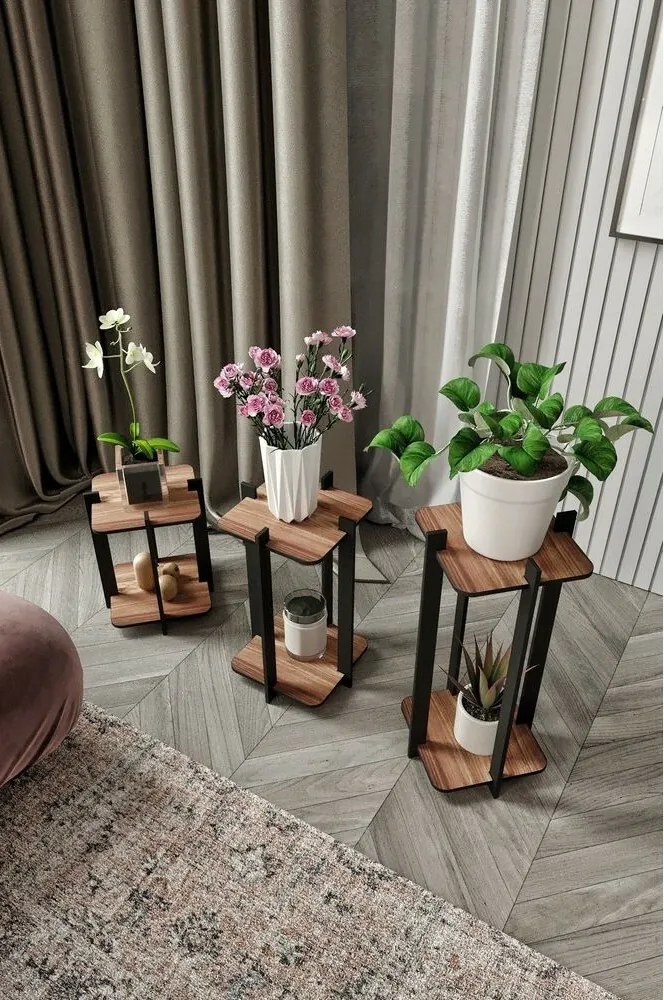 Stojan na kvety Flower Desk Square - Walnut