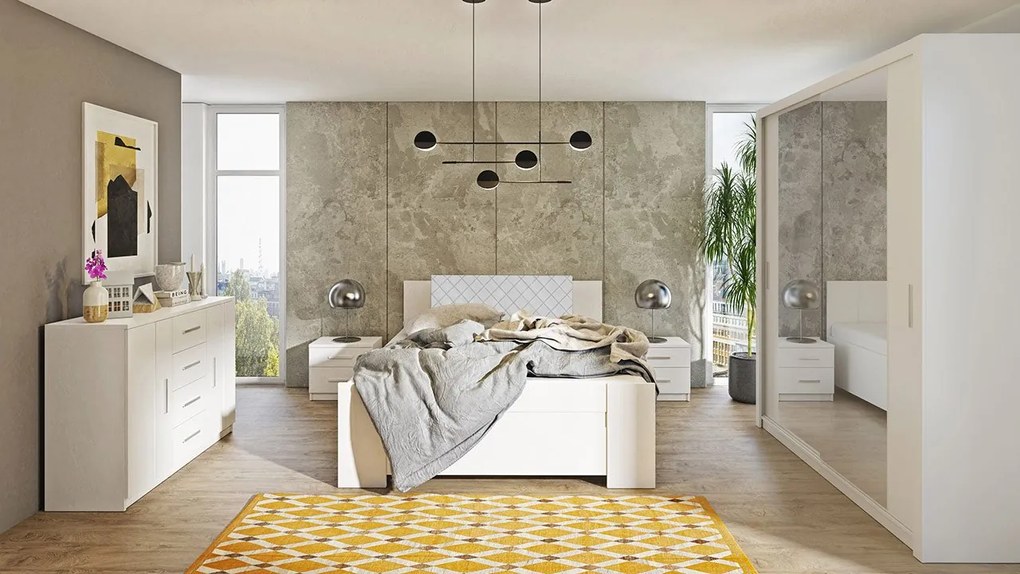 Spálňa Kler X, Farby: biela / biela + ekokoža Soft Pik 011