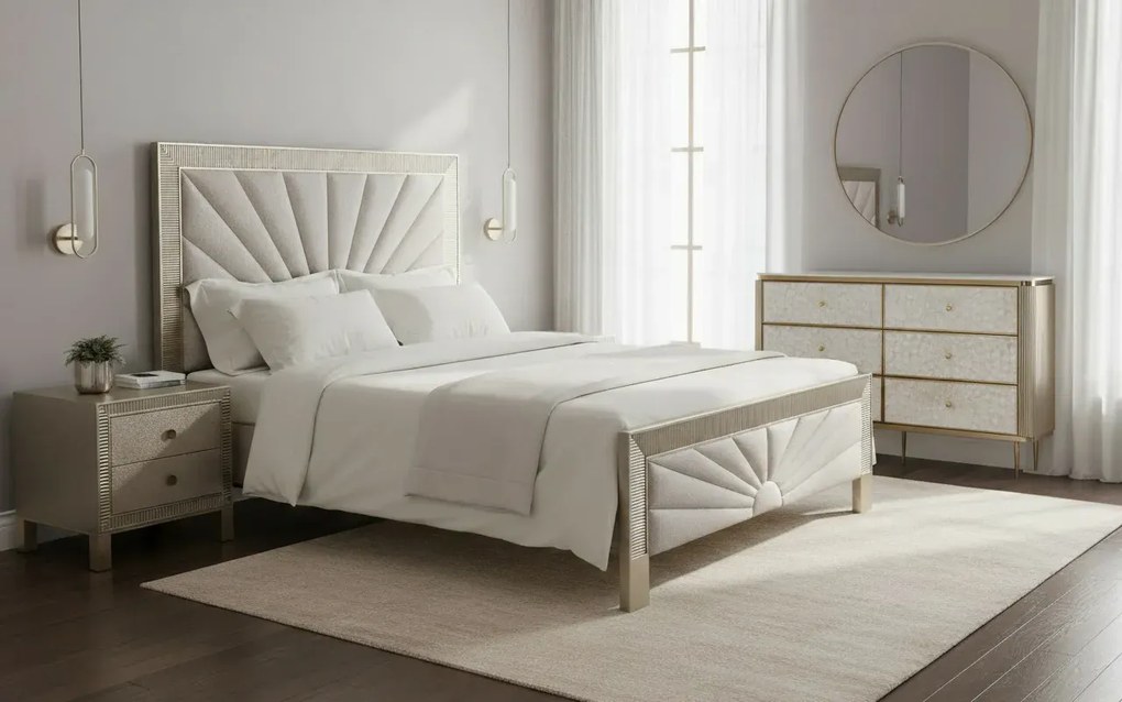 Komoda Stilig 160 cm slonovinová/zlatá