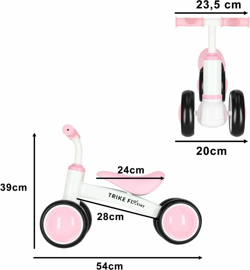 KIK Trike Fix Tiny V2 detské bežecké odrážadlo, ružovo-biele