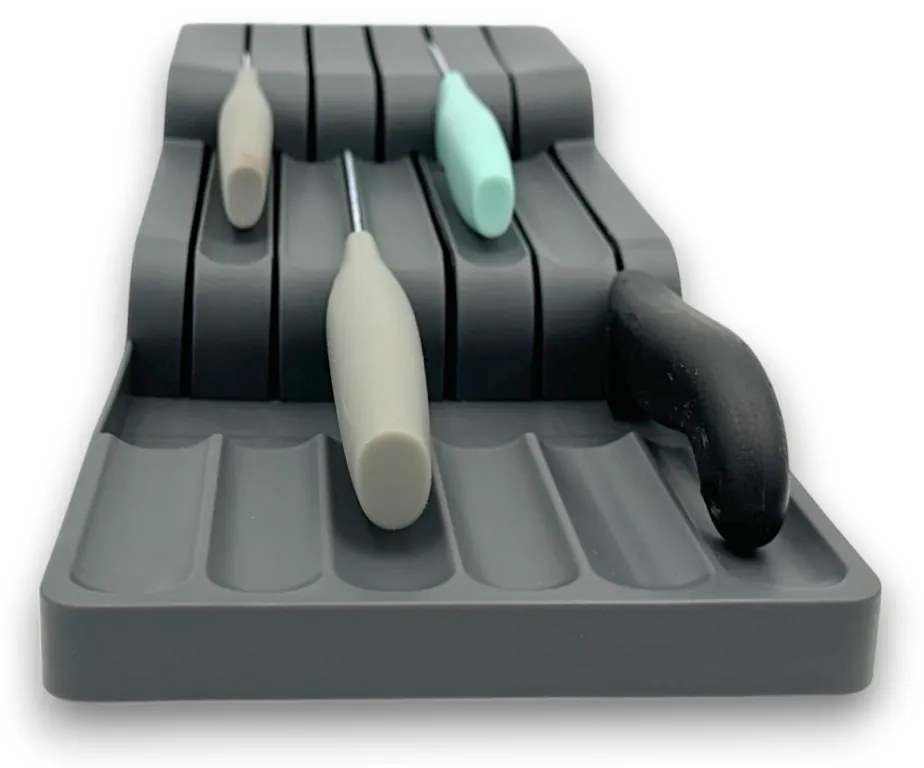 Arte Regal Organizér na nože, na 11 nožov, plastový odtiene šedej - 41 x 16 x 7 cm