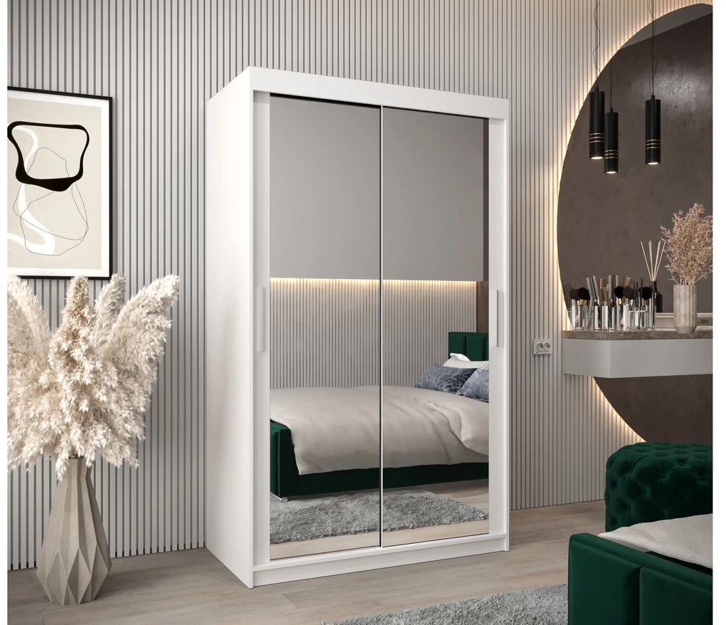 Šatníková skriňa 120 cm Toki 3 (Biela matná + Čierna matná). Akcia -20%. Vlastná spoľahlivá doprava až k Vám domov. 1065056
