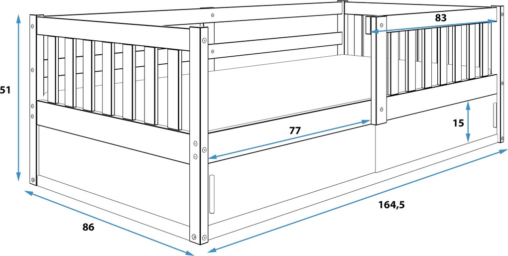 Posteľ SMART 160x80 - Biela s úložným priestorom