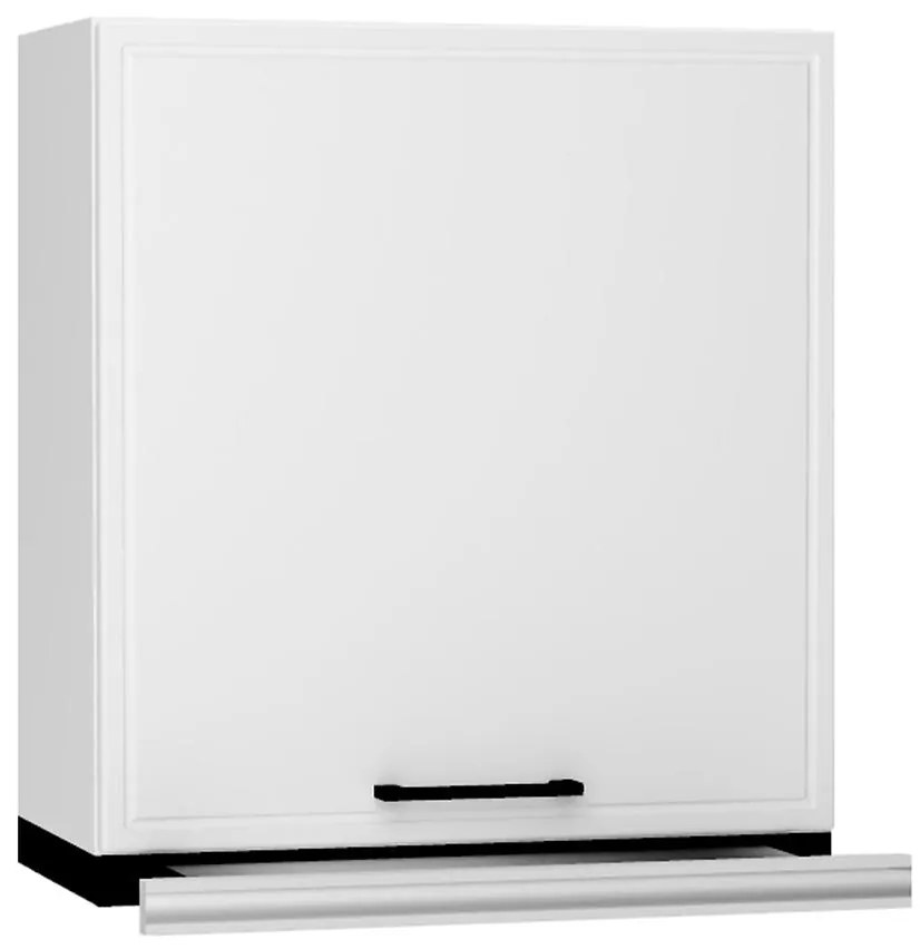 Kuchynská skrinka Emily W60/68 SLIM biely hrášok so strieborným digestorom