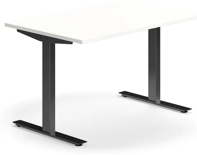 Kancelársky stôl QBUS, rovný, 1200x800 mm, T-rám, čierny rám, biela