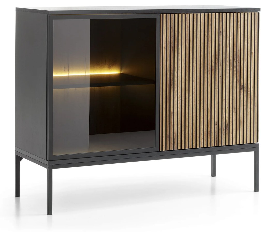 Komoda Sento s LED osvětlením 104 cm dub wotan/černá