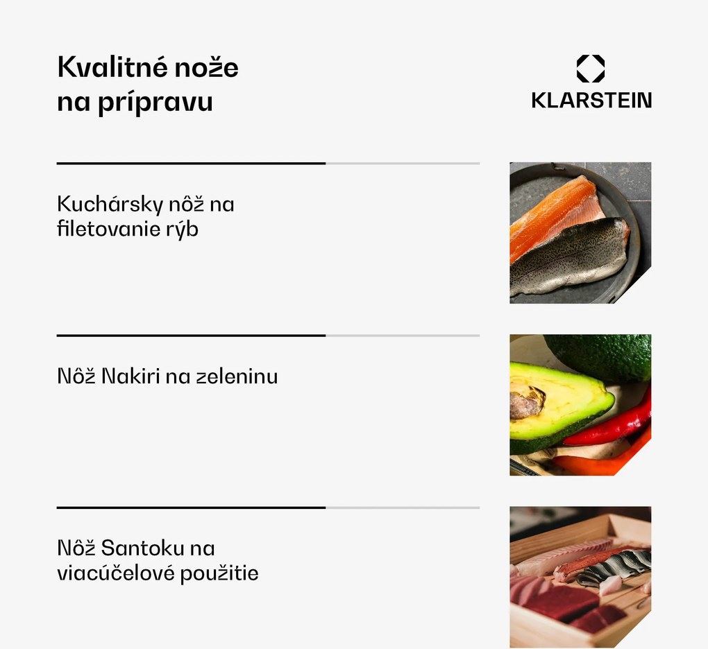Klarstein Shibui súprava nožov na sushi, 15 dielov, 4 nože s praktickým príslušenstvom