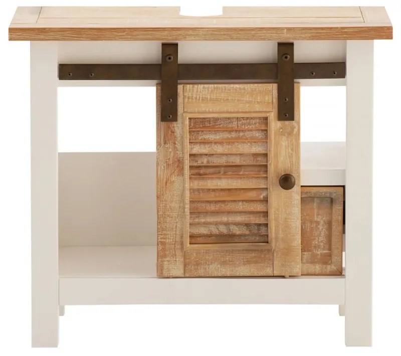 furniture-nabytek.cz - Masívna spodná skrinka pod drez Capera z borovice a MDF, lakovaná, biela/hnedá – 70×35×60 cm