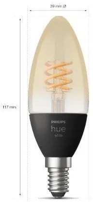 PHILIPS HUE Múdra LED filamentová žiarovka HUE, E14, 4,5 W, 300lm, teplá biela