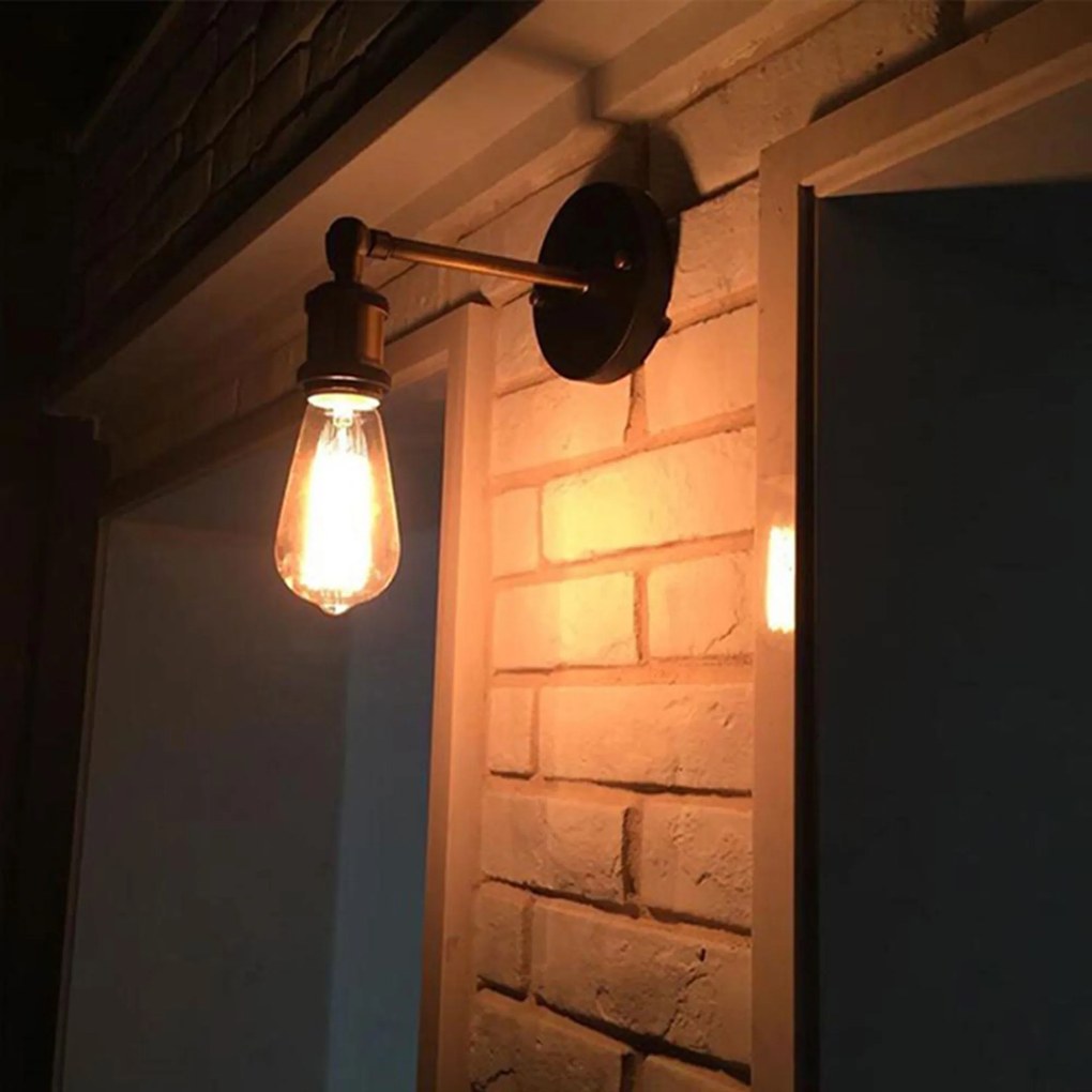 Toolight - nástenná kovová lampa E27 60W Loft APP618-1W, retro zlatá-čierna, OSW-03797