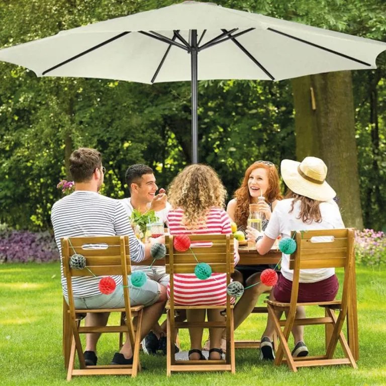 MIADOMODO slnečník s kľučkou 250 cm, krémový