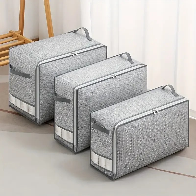 eCarla Textilný box na uskladnenie posteľnej bielizne a oblečenia, sivý COCK 52 x 44 x 30 cm