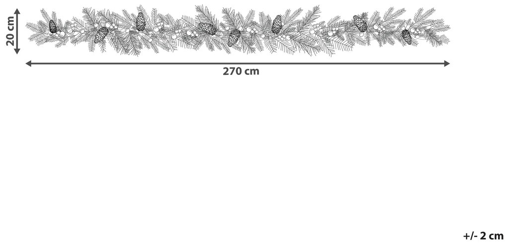 Vianočná girlanda s LED svetielkami 270 cm zelená TENALA Beliani