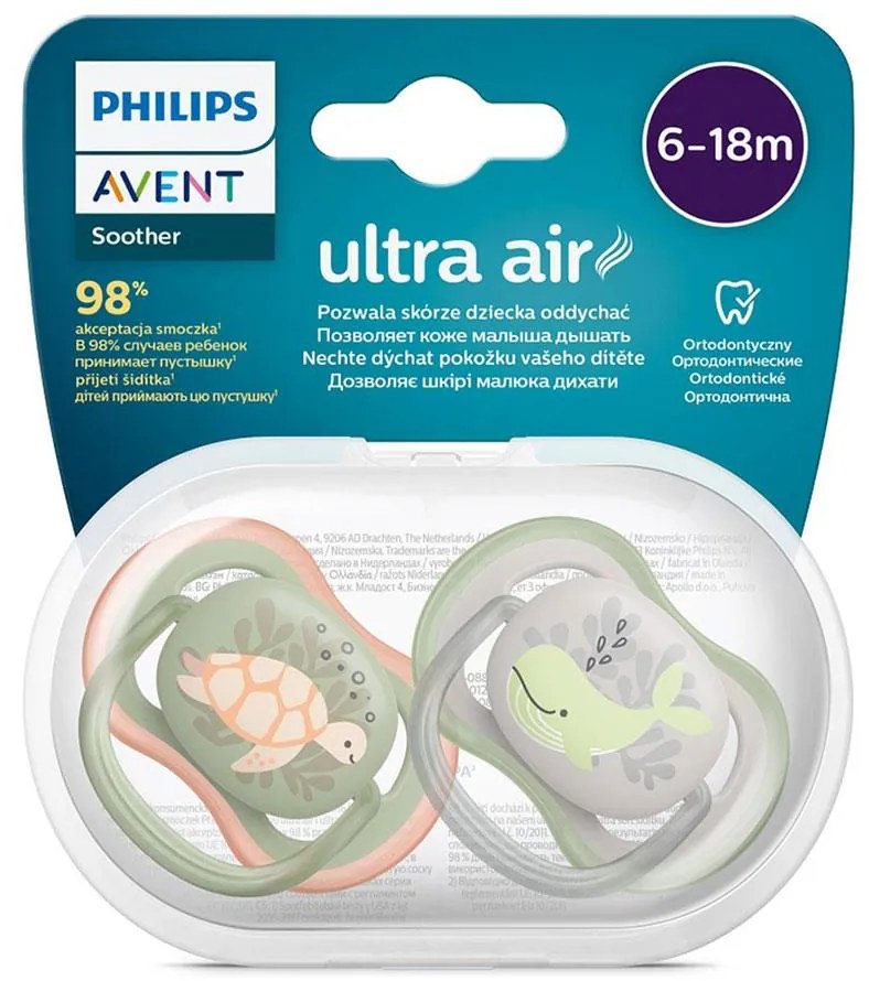 Dojčenský cumlík Ultra air Avent 6- 18 mesiacov - 2 ks chlapec, vel. 6-18 m