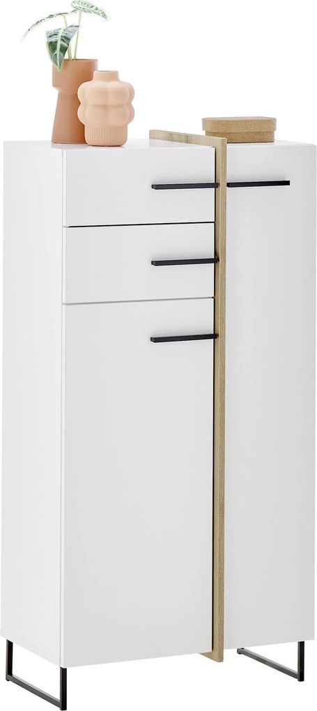 XXXLutz STREDNE VYSOKÁ SKRINKA, biela, farba duba, 60/119/35 cm home24 - Online Only kúpeľne - 001279034008