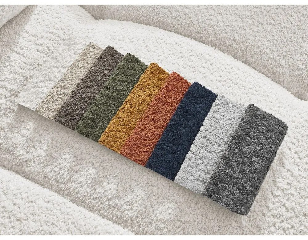 Biela rozkladacia/s úložným priestorom rohová pohovka z textílie buklé (ľavý roh/s leňoškou) Roxelane – Bobochic Paris