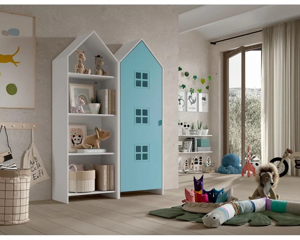 Bielo-svetlomodrá otvorená detská šatníková skriňa 115x171,5 cm CASAMI BRUGES – Vipack
