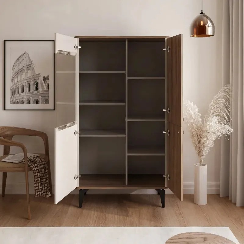 Moderná vitrína AYLIN kráľovský orech + kašmír