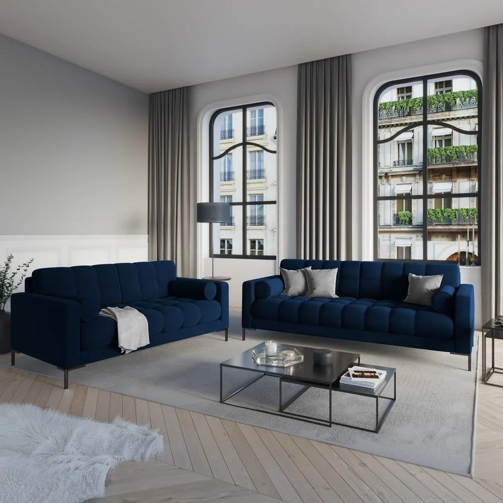 Tmavomodrá zamatová pohovka Cosmopolitan Design Bali