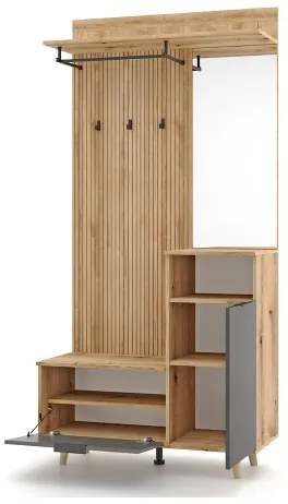 Predsieňová stena SVEN so zrkadlom, hnedá/grafit