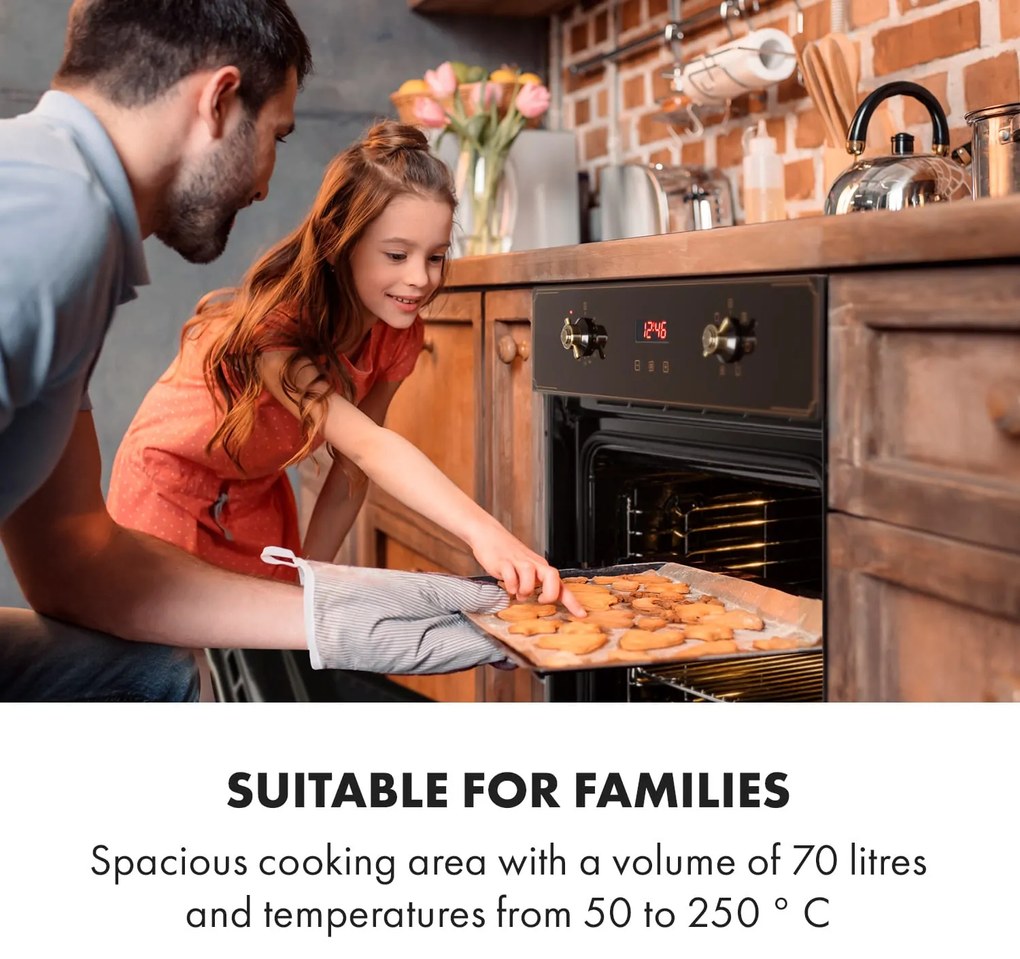 Klarstein Elizabeth, vstavaná rúra, retro dizajn, 6 funkcií, 50 – 250 °C, čierna