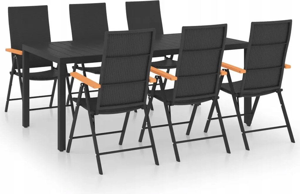 vidaXL 7-dielna sada záhradného nábytku, čierno-hnedá