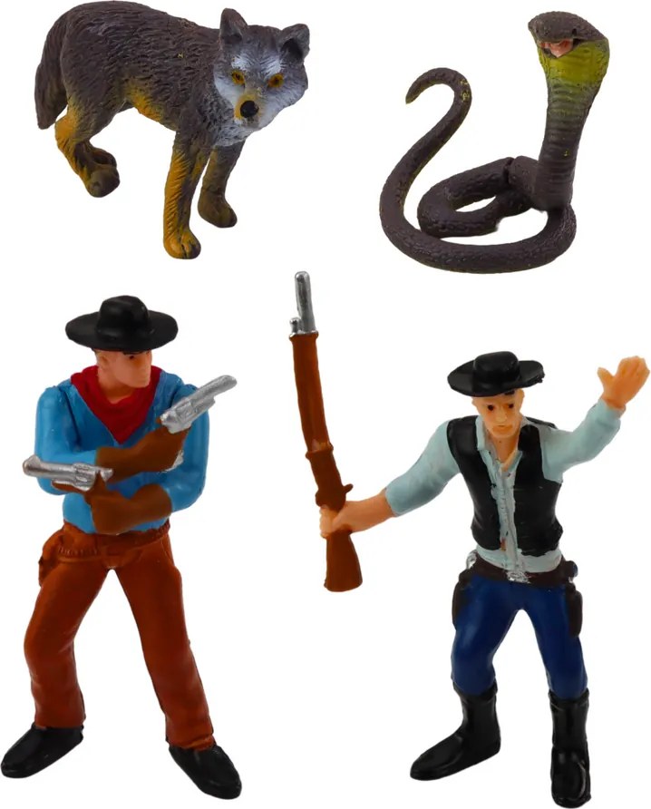 LEAN Toys Sada kovbojských figúrok divoký západ čln delo