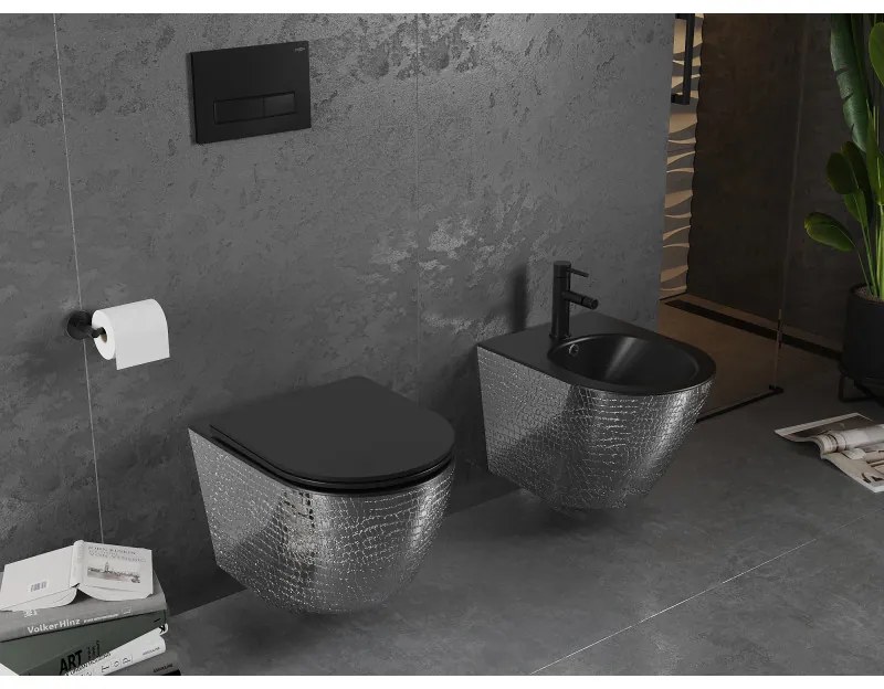 Mexen Lena, závesný bidet 480x370x325 mm, čierna matná - strieborná, 35224872