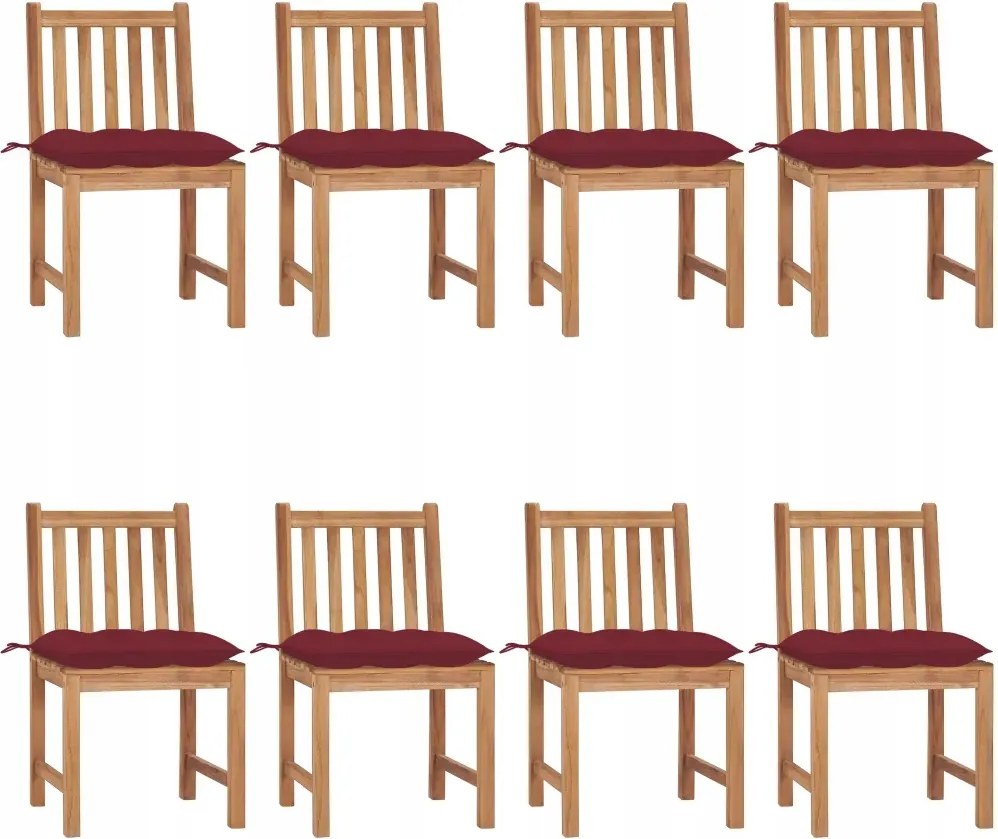 vidaXL Záhradné stoličky 8 ks s podložkami tíkový masív