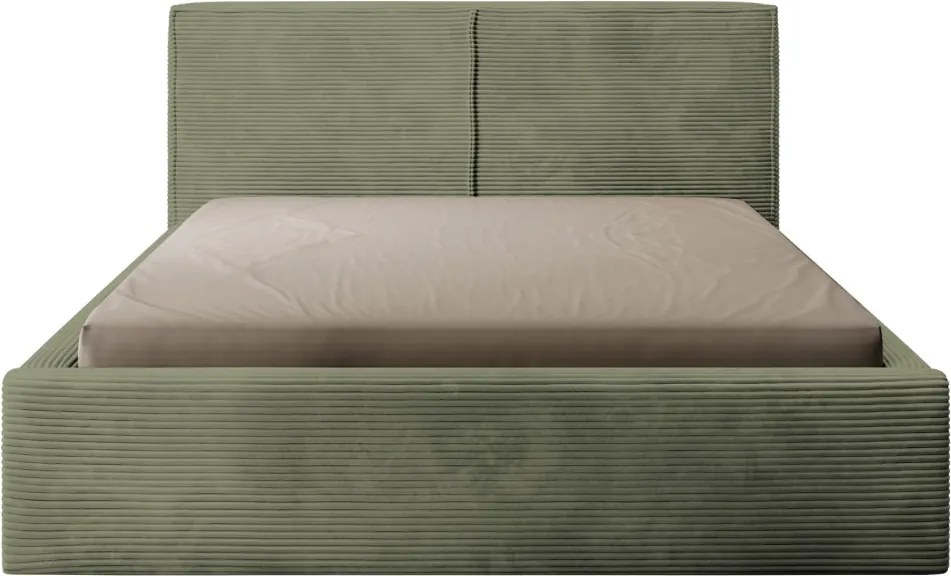 Posteľ Inez 180x200 cm, olivovo zelená štruktúrovaná látka