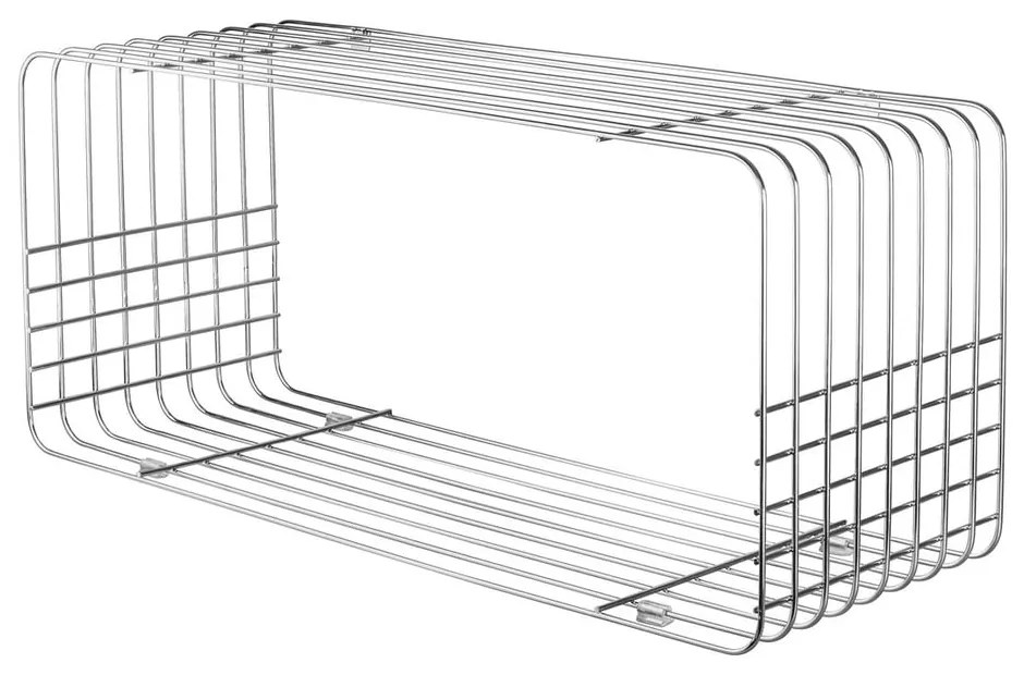 Kovová nástenná knižnica v lesklej striebornej farbe 70x30 cm Wire – Mette Ditmer Denmark